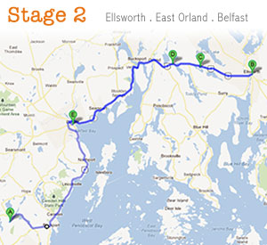 map of stage 2 itinerary for tour de thrift Maine 2012