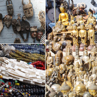 african and asian goods at the flea market