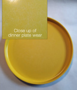 close up of wear on dinner plate